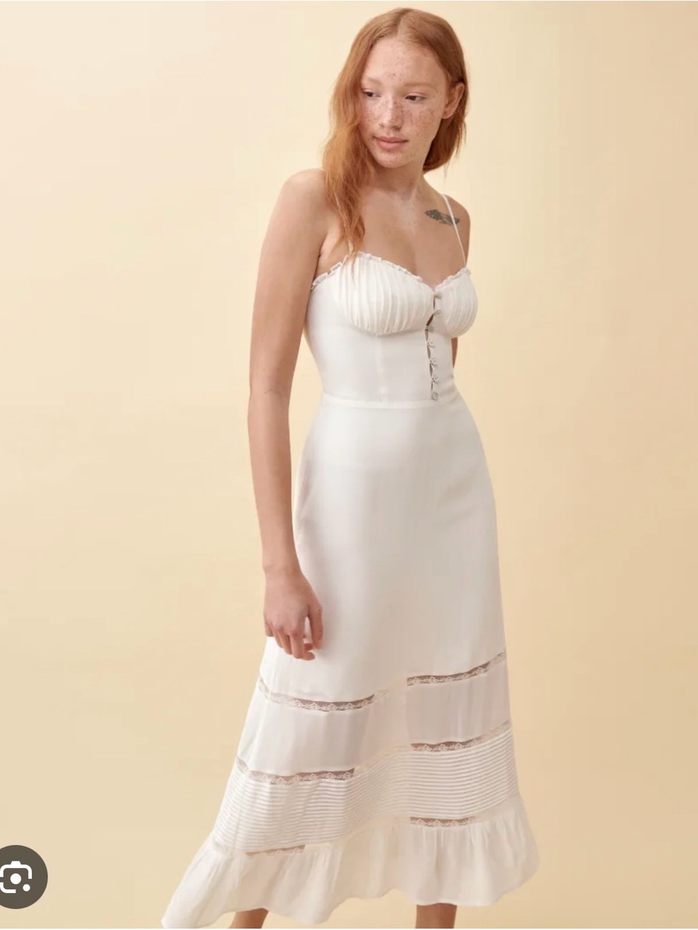 Reformation Cream Midi Slip Dress